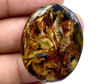 Cabochon di pitersite di alta qualità, pietra preziosa pietersite multi-fuoco, forma ovale, pietra preziosa sciolta fatta a mano, 34x27x6 mm, 48 ct