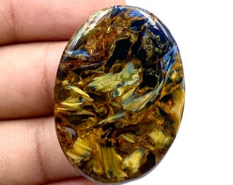 Cabochon di pitersite di alta qualità, pietra preziosa pietersite multi-fuoco, forma ovale, pietra preziosa sciolta fatta a mano, 38x27x6 mm, 55 ct