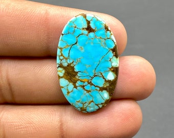 100% Natural Number Eight Turquoise Cabochon, Nevada Number 8 Turquoise Cabochon, Oval Shape Gemstone, 31x20x4mm, 20Ct