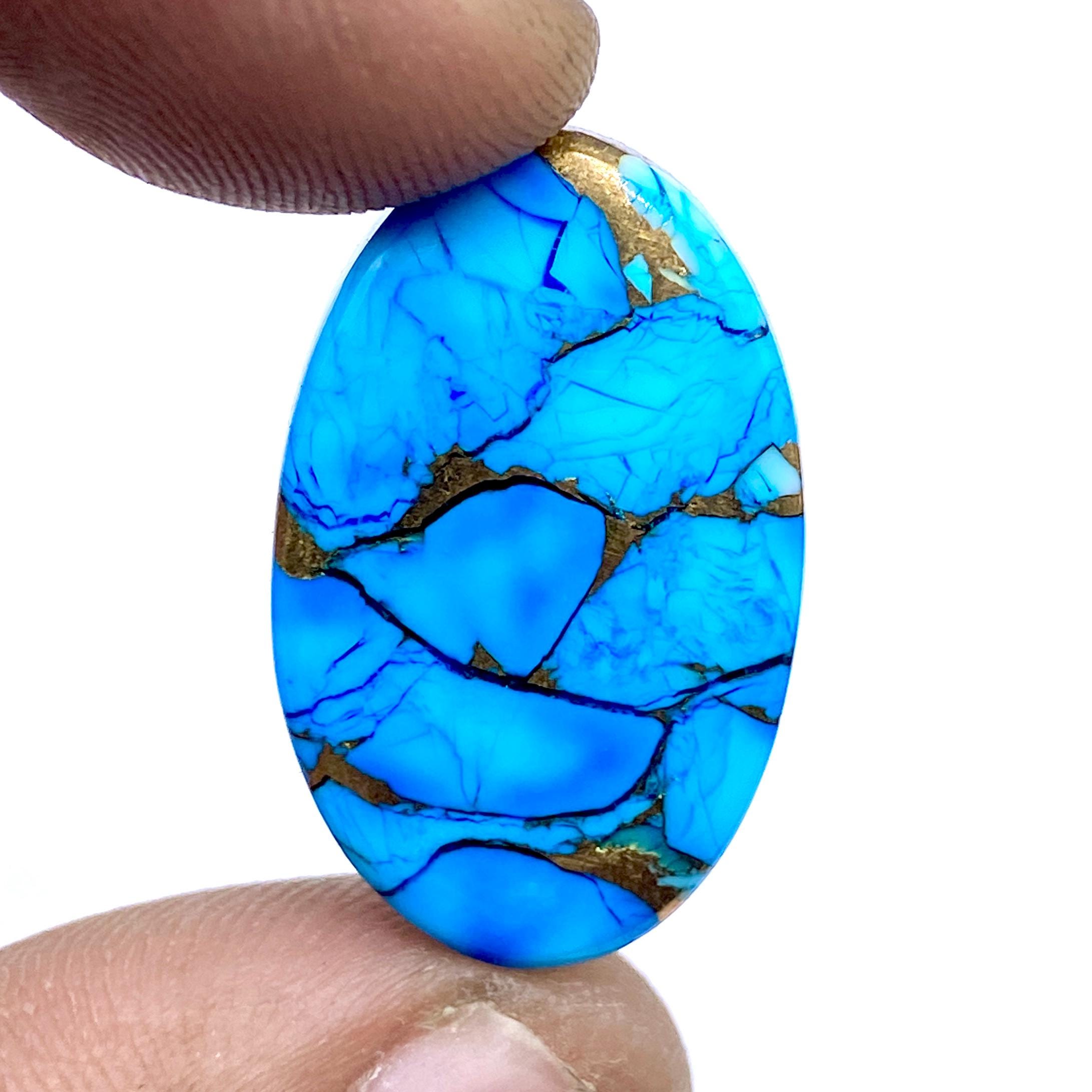 Ice Blue Dahlia Composite Turquoise, Kingman Turquoise, Handmade