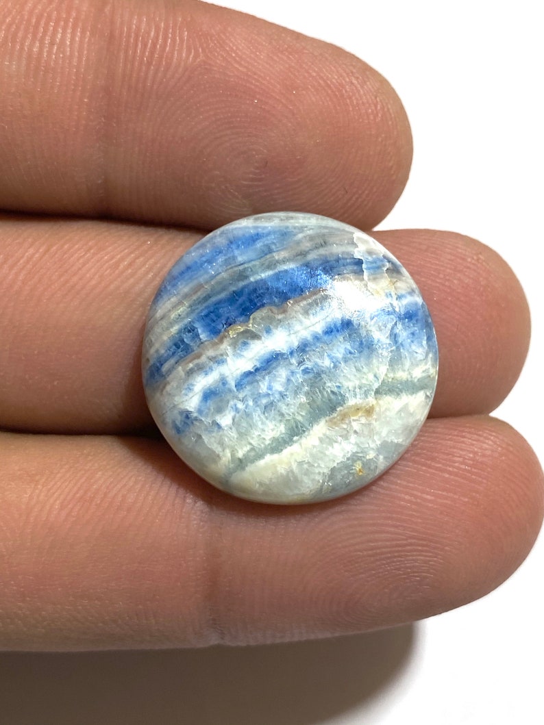 Scheelite Round Shape Cabochon Gemstone Natural Healing Stone Making For Jewelry 23x23x5mm Approx 24.5Ct Beautiful Blue Rhodochrosite