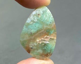 Beautiful Chalcedony Cabochon, Green Chalcedony Gemstone, Fancy Shape Gemstone, Handmade Gemstone, 30x19x6mm, 26Ct