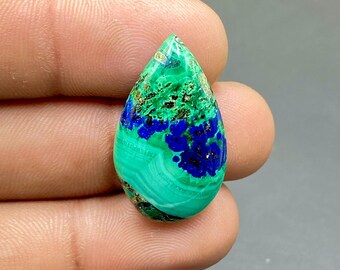 Najwyższej Jakości Azuryt Malachit Kaboszon, Azuryt Z Malachitowym Kamieniem Szlachetnym, Kamień Szlachetny W Kształcie Gruszki, 28x17x5mm, 23Ct