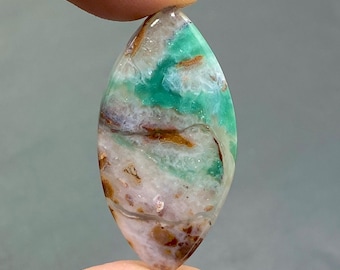 AAA Quality Chalcedony Cabochon, Green Chalcedony Gemstone, Marquise Shape Gemstone, Handmade Gemstone, 38x19x6mm, 33Ct