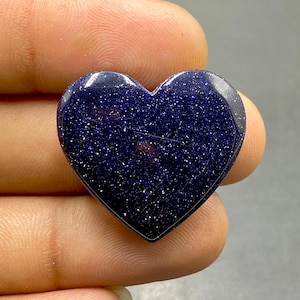 Cabujón de arenisca azul brillante, piedra preciosa Sun Sitara, cabujón de arenisca, piedra preciosa en forma de corazón, 25 x 27 x 7 mm, 34 ct