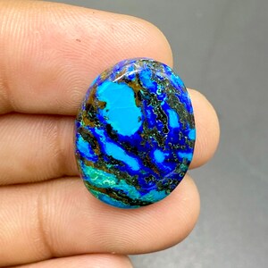 Azurite Malachite Cabochon, Azurite With Chrysocolla Gemstone, Oval Shape Gemstone, Handmade Cabochon, 24x18x5mm, 19Ct