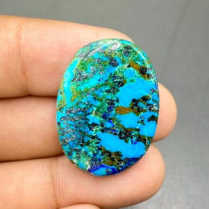 Azurite Malachite Cabochon, Azurite With Chrysocolla Gemstone, Oval Shape Gemstone, Handmade Cabochon, 31x22x5mm, 32Ct