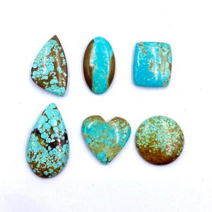 6PCS -  Number Eight Turquoise Cabochon Lot, Nevada Number 8 Turquoise Cabochon, Mix Shape Gemstone Lot, 12.9Gram