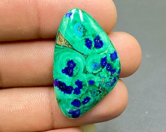 Top Quality Azurite Malachite Cabochon, Azurite Malachite Gemstone, Tumbled Shape Gemstone, 36x22x5mm, 36Ct