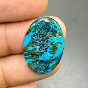Azurite Malachite Cabochon, Azurite With Chrysocolla Gemstone, Oval Shape Gemstone, Handmade Cabochon, 25x17x4mm, 12Ct