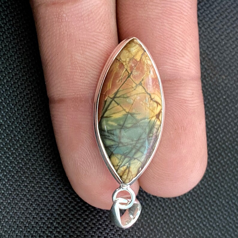 925 Solid Sterling Silver Pendant. Cherry Creek Pendant Marquise Shape Pendant 37x16x7mm Approx