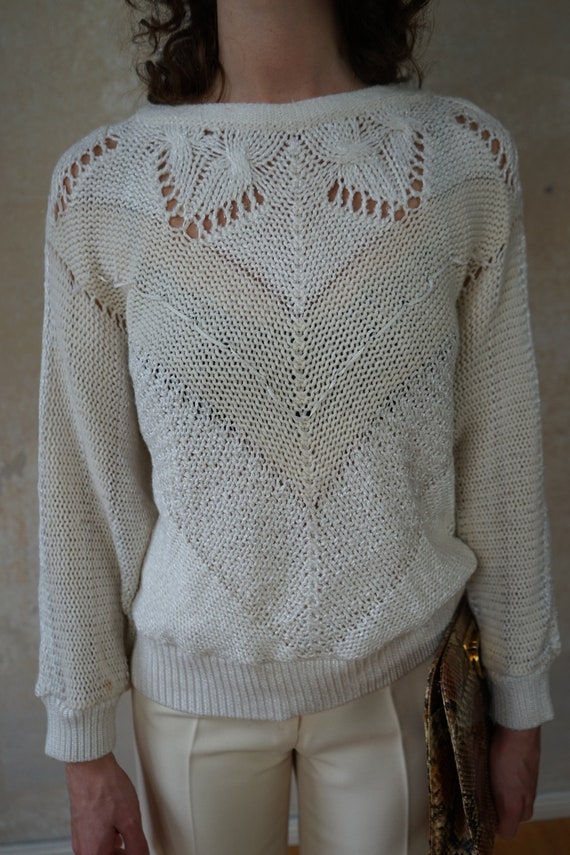 Vintage knitted sweater sweater long sleeve winte… - image 5