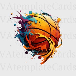 Basketball PNG, Basketball Ball With Watercolor Spots PNG, Sublimation Designs For Shirts, Sports PNG, Digital Download