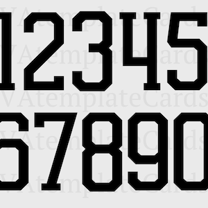 Digital Numbers SVG, Sport Jersey Numbers SVG, Birthday Numbers PNG, Bold Plain Numbers