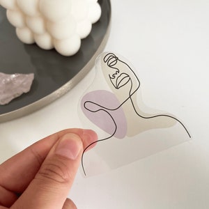 Clear Outline Lady Sticker I Weatherproof, Clear, Laptop, Waterbottle, Woman, Face, Head
