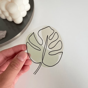 Clear Outline Monstera Leaf Sticker I Weatherproof, Clear, Laptop, Waterbottle