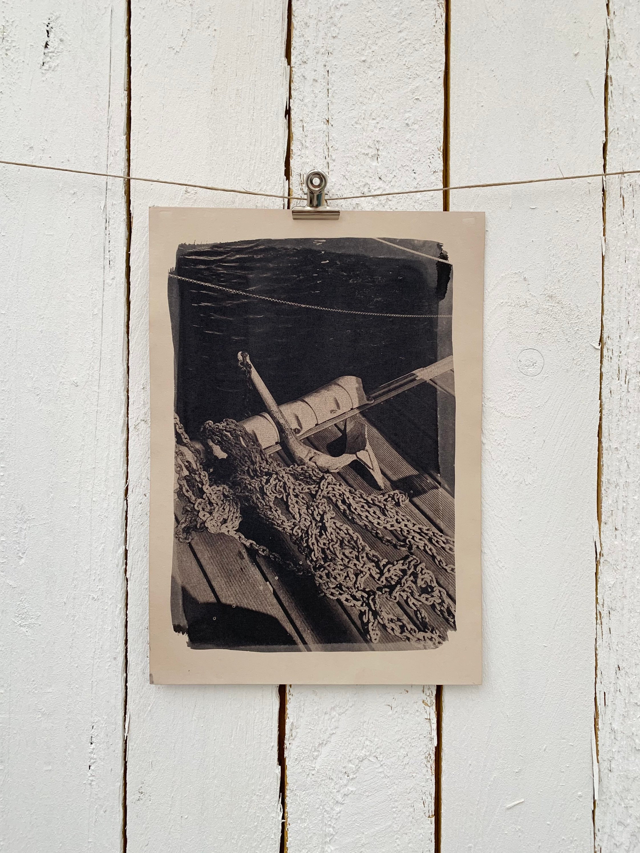 Cyanotype Anchor - A4 Virage Naturel Sépia. Photographie Alternative. Fait à La Main Au Pays Basque.