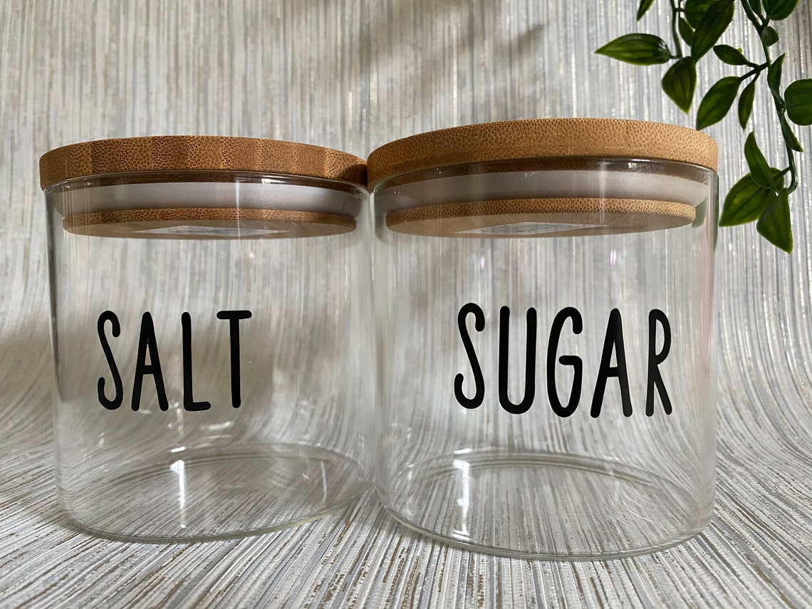 Sugar Salt Tea Coffee Wooden Lid Glass Jars Treat Jars Etsy