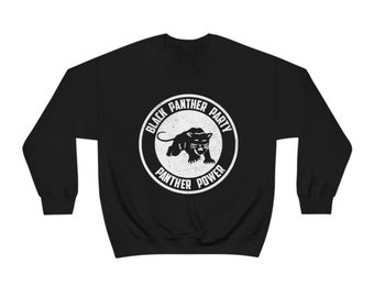 Black Panther Party Retro Logo Distressed Design Gildan Unisex Heavy Blend Crewneck Sweatshirt FREE SHIPPING
