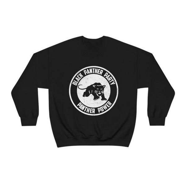 Black Panther Party Retro Logo Distressed Design Gildan Unisex Heavy Blend Crewneck Sweatshirt LIVRAISON GRATUITE
