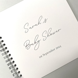 Personalised White & Silver Personalised Baby Shower Book With Foiled Text, Baby Shower Guest Book