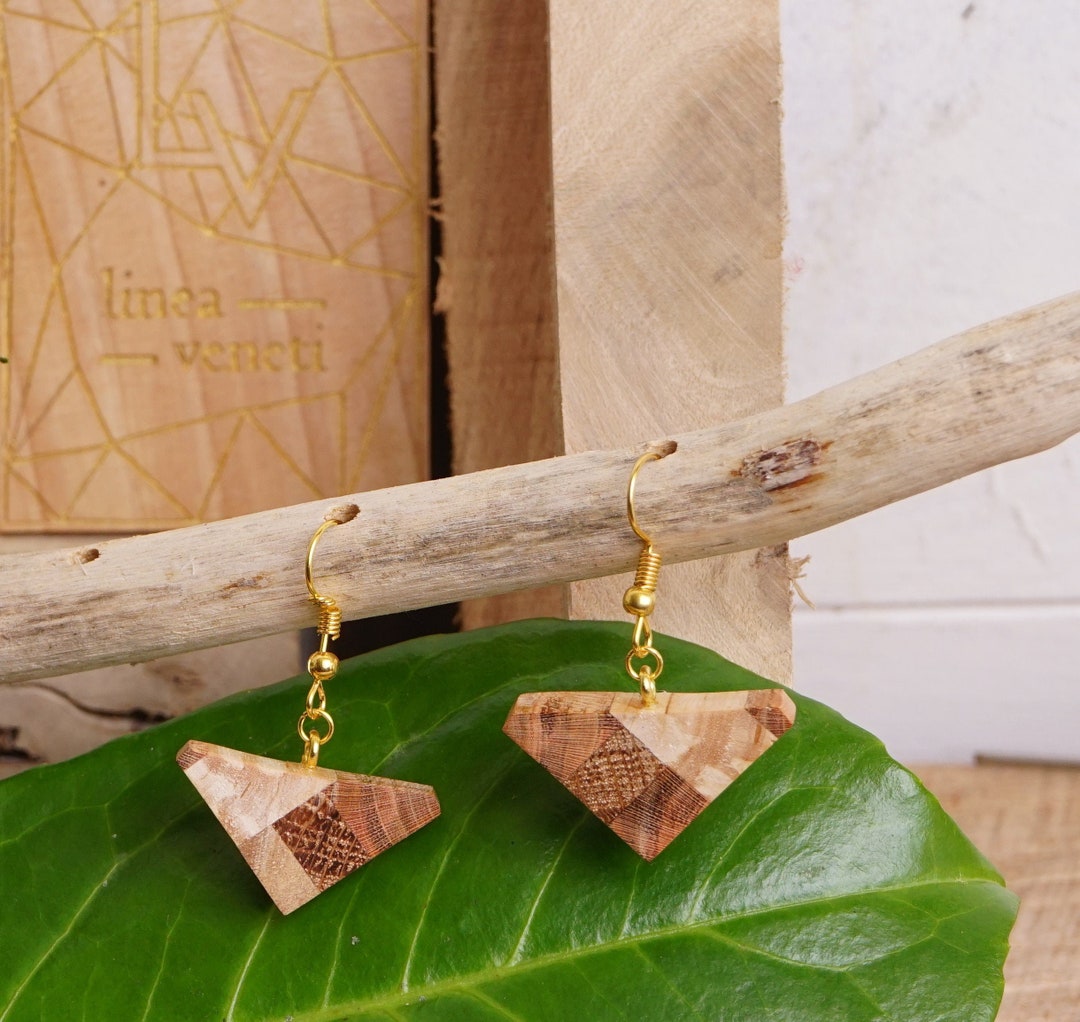 Triangularshaped Handmade Wooden and Gold Metal Buckles Etsy