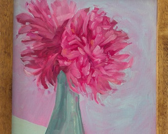Peony abstract oil painting, original artwork, 8x10 Oil on stretched canvas