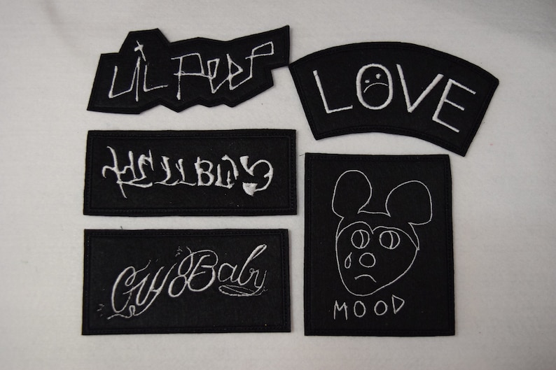 Lil Peep embroidered patch hellboy Emo rap traplo rose bunny alternative Sus Boy punk emo hip hop Pink Cross logo symbol image 1