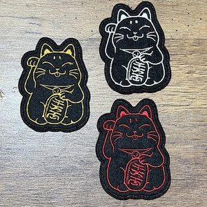Wealth Lucky Cat. Good Fortune. patch embroidered