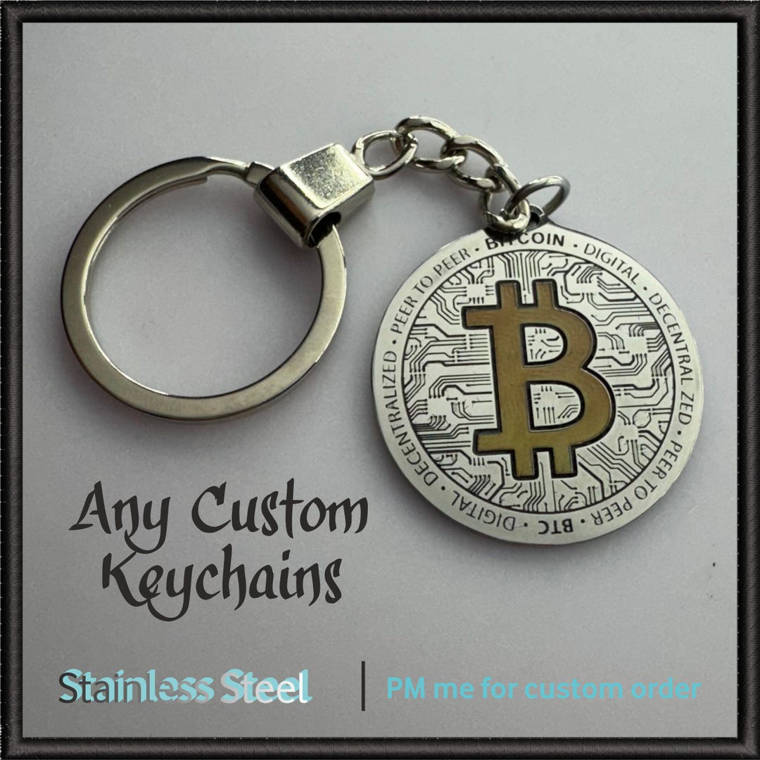 暗号通貨ステンレススチールキーホルダー、カラー。キーホルダー。ビットコイン、イーサリアム - Etsy 日本