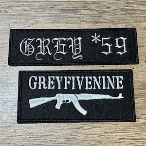 GreyFiveNine AK 47 patch embroidered GREY59 SB, G59 logo symbol