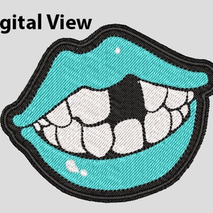 Smile Without Teeth patch embroidered. lips