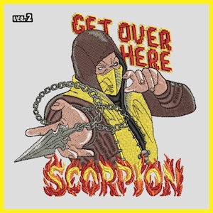Diseño de bordado de Mortal Kombat, diseño de escorpión, archivos de bordado, diseños de bordado. ¡Ven aquí! Lee la descripción antes de pagar.