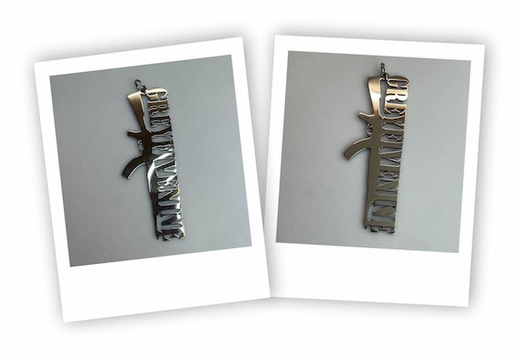 Greyfivenine AK 47 Necklace Stainless Steel Pendant GBC, Logo
