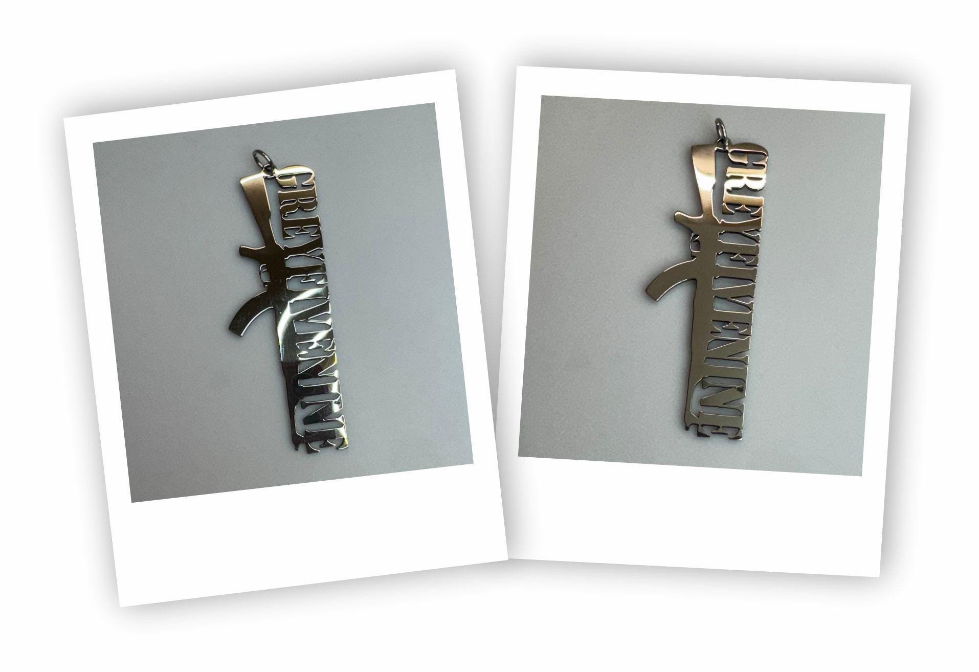 Greyfivenine AK 47 Necklace Stainless Steel Pendant GBC, Logo
