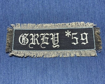 GreyFiveNine AK 47 patch embroidered on Denim - fluffy edge. GREY59 SB, G59 logo