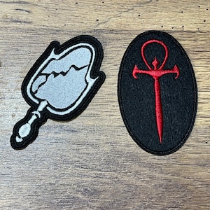 Malkavian Ankh vampiro parche bordado logotipo símbolo vampiro la mascarada dientes oculto gótico drácula nosferatu