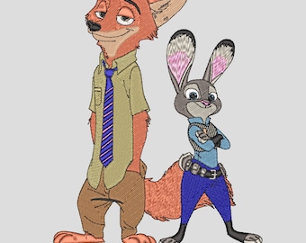 Nick und Judy Stickdatei, 2 Versionen Paar Stickdateien, digitale Designs. Lesen Sie die Beschreibung, bevor Sie bezahlen.