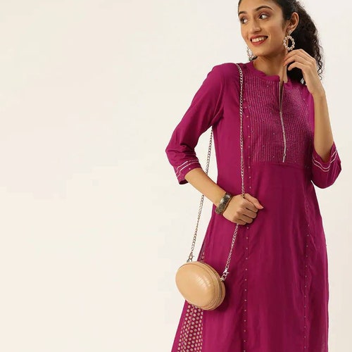 Women'S Blue & White Printed Kurta With Palazzos