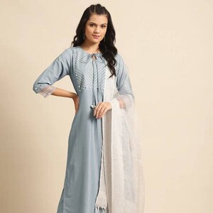 Indian Dress Grey & Off-white Gotta Patti Detail Kurta With - Etsy