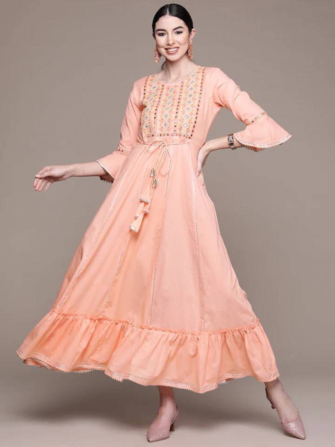 Peach ethnic best sale dress