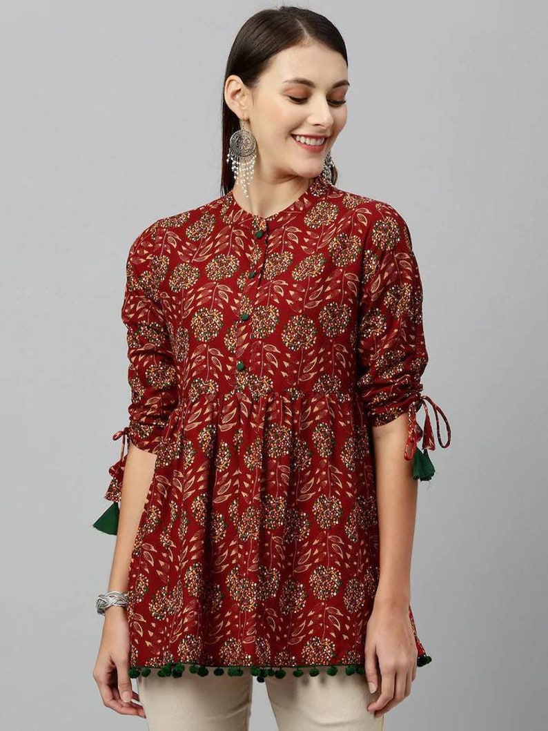 maroon ethnic top