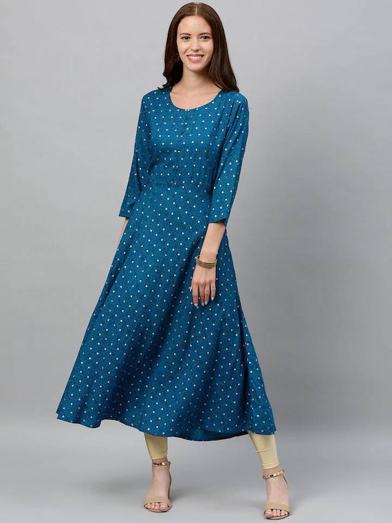 Kurti Green Solid A-line Kurta for Women Long Kurti Indian Dress Kurtis for  Women Long Kurta Indian Ethnic Dress Indian Tunic - Etsy