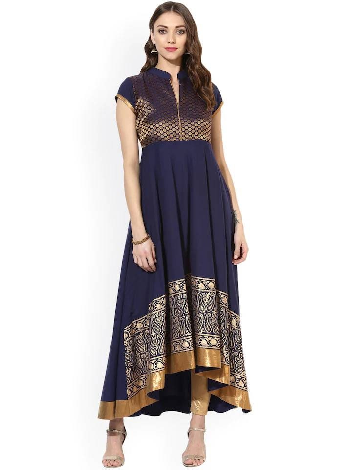 Anarkali Kurta Dress Navy Blue Woven Design Anarkali Kurta - Etsy