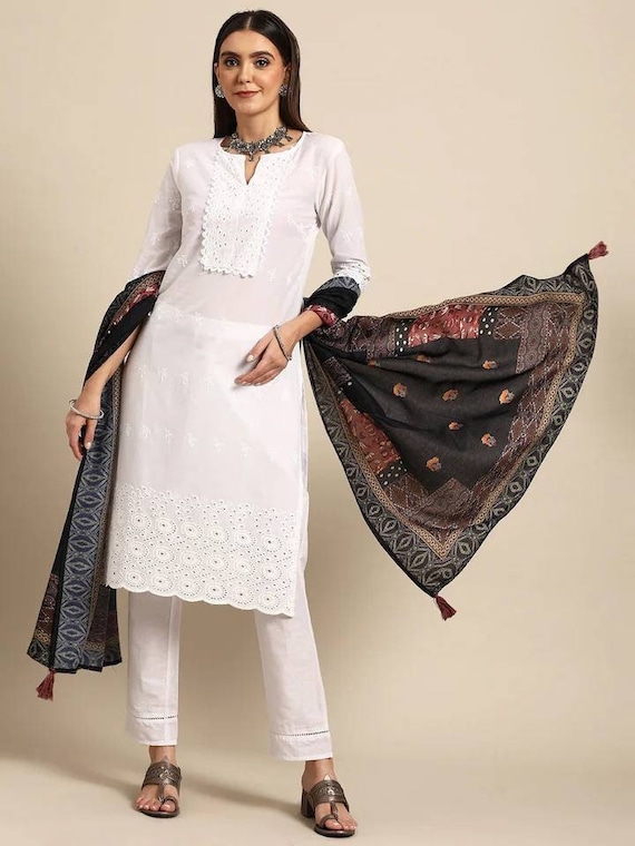 Pakistani Heavy Embroidered Women Close-up Loose Pants Straight Kurta Kurti  Dupatta - AliExpress