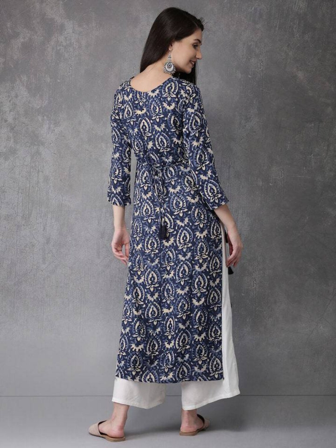 Blue - Straight Cotton Kalamkari Kurta 02 main image 1