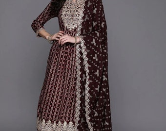 Indiase jurk - Bandhani bedrukte patchwork Kurta met broek en met Dupatta - Kurta set voor dames - trouwjurk - feestelijke Salwar pakset