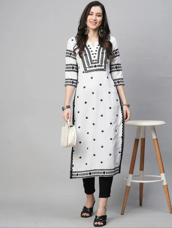 Buy Black White Hand Block Printed Cotton Kalidar Kurta |  SB00473K/SHAB38NOV | The loom