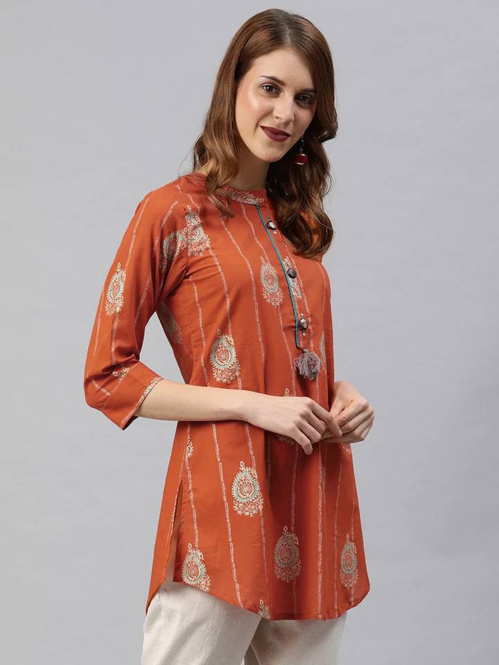 rust orange kurti