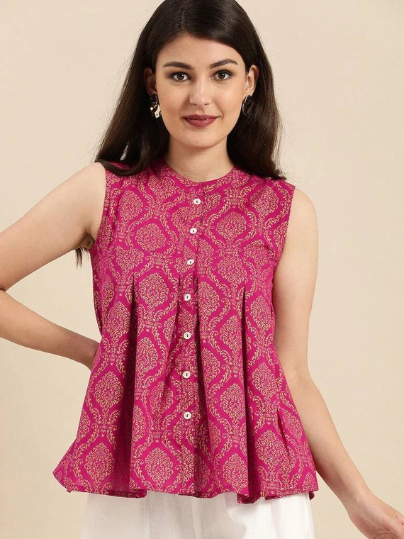 Sleeveless Cotton Kurti With Pant – Weaves To Wear – The Weaves of Banaras